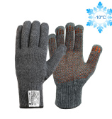 Одинарные шерстяные перчатки (70% шерсть + 30% акрил) с антискользящим покрытием, 10 класс, серые